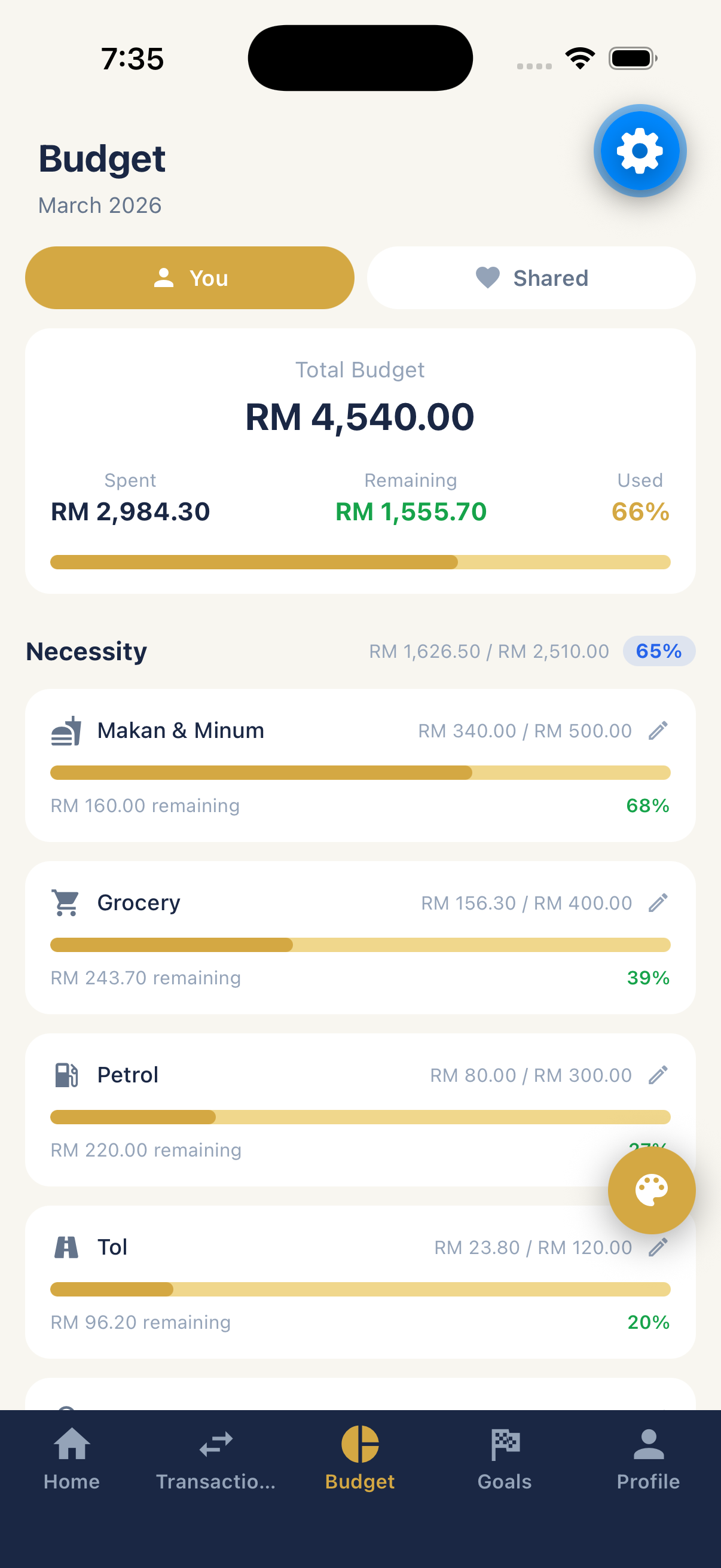 Budget Tracking
